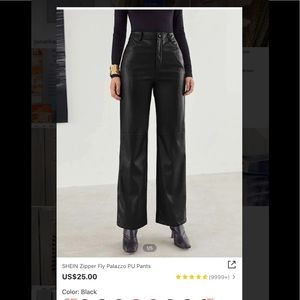 SHEIN Black Leather Pants